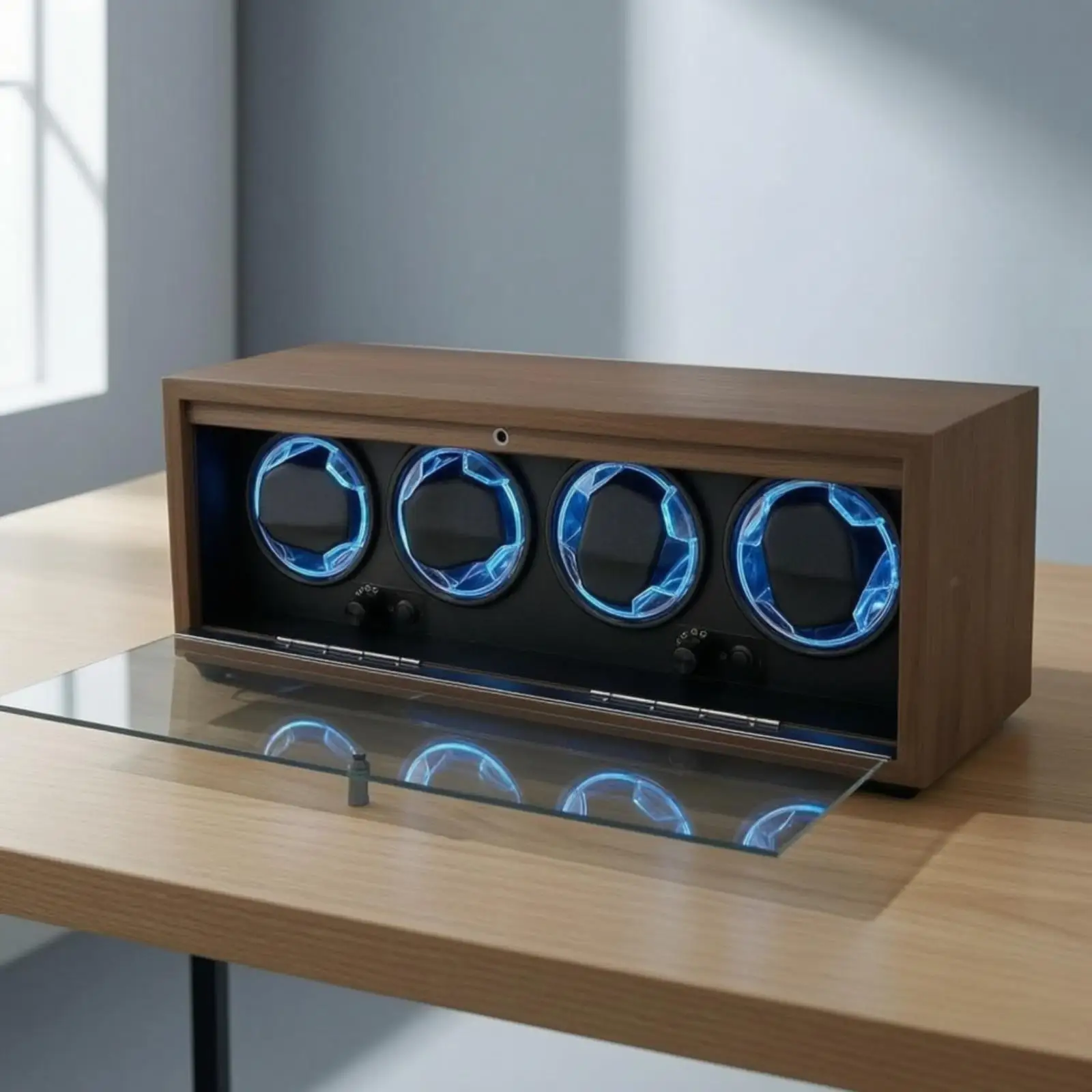 Watch Winder Cabinet 4-Slot Automatic Watch Winder Box Low-Vibration for Desktop