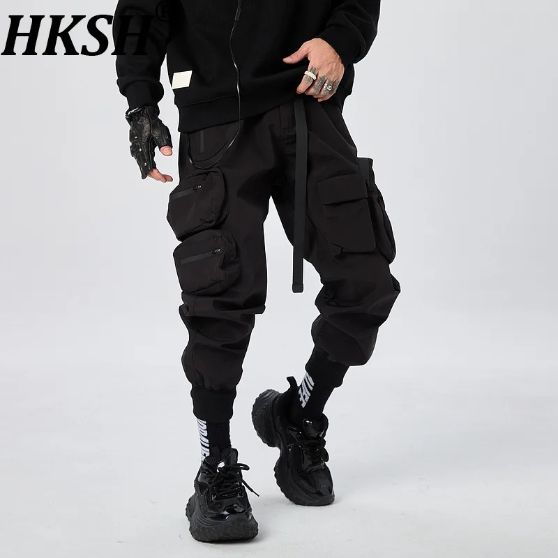 

HKSH Spring New American Safari Style Large Pocket Tactical Cargo Pants Casual Wide Leg Ins Trend Jogger Fashion Overalls HK9982