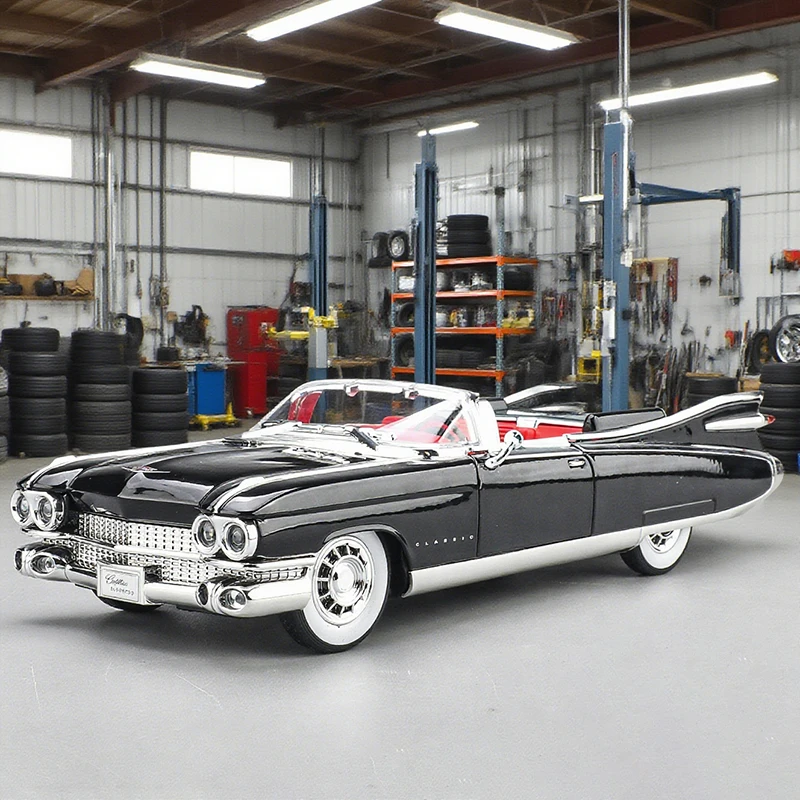 

1:24 Eldorado Biarritz BIG ROCKET 1959, литая под давлением игрушечная модель автомобиля из сплава, звук и свет, детские игрушки, коллекционные предметы, подарок на день рождения