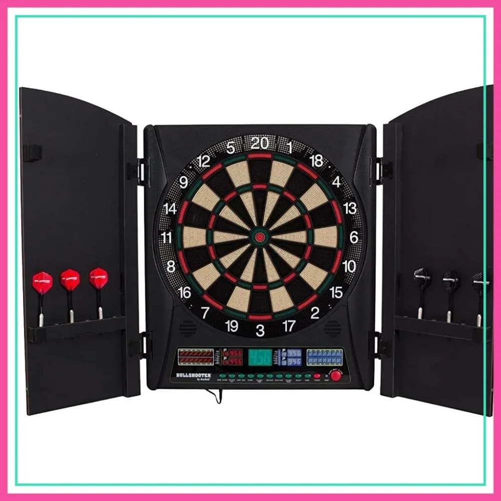 

Electronic Soft Tip Dartboard Cabinet Set with Backlit Scoring, 38 Games