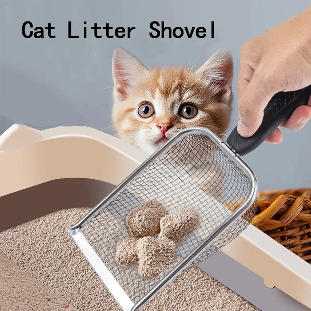 

Fine Pores Cat Sand Shovel Stainless Rust-Resistant,Steel Shovel Applicable Small Cat Litter Pet Feces Clean Filter Shovel 2X2mm
