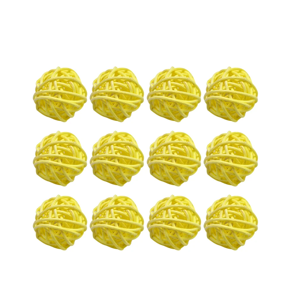 

15 Pcs Flower Vase Tree Ball Decorations DIY Hanging Ornaments Takraw Vine Pendants Yellow