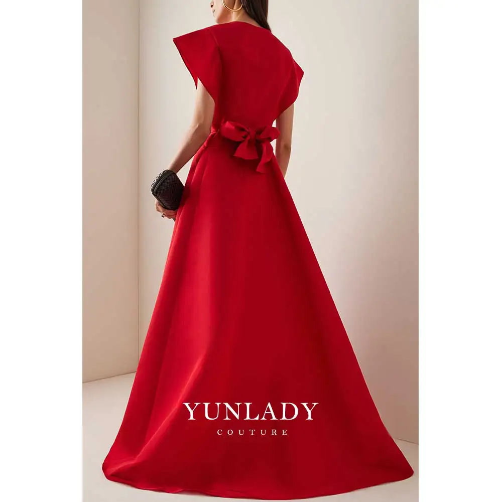 YUNLAN Luxury Red Sleeveless Long Skirt Flower Belt Suitable For Ladies Engaged Late Dresses 2024 Luxury Muslim Ball Gown