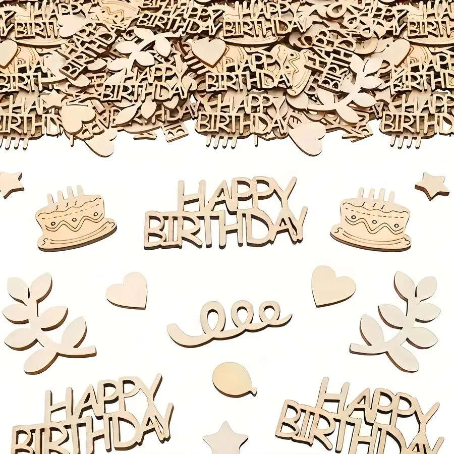 1/5/10/20/50/100pcs Wooden Decorations, Mini Hearts, and Leaves for Cakes; Wooden Star Shavings; Materials for DIY Crafts; Birth