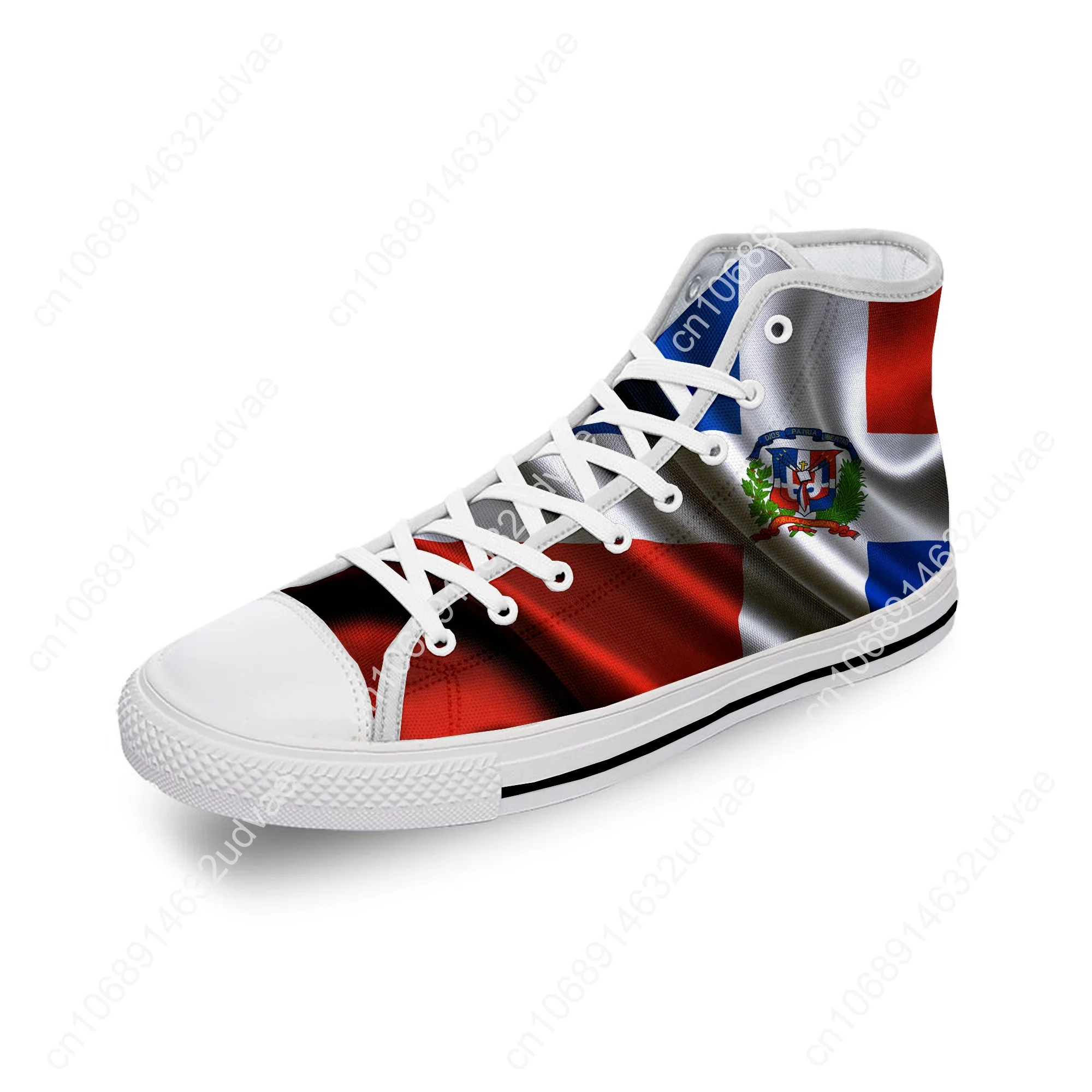 Dominican Republic Pride Flag Patriotic White Cloth 3D Print High Top Canvas Shoes Men Women Lightweight Breathable Sneakers