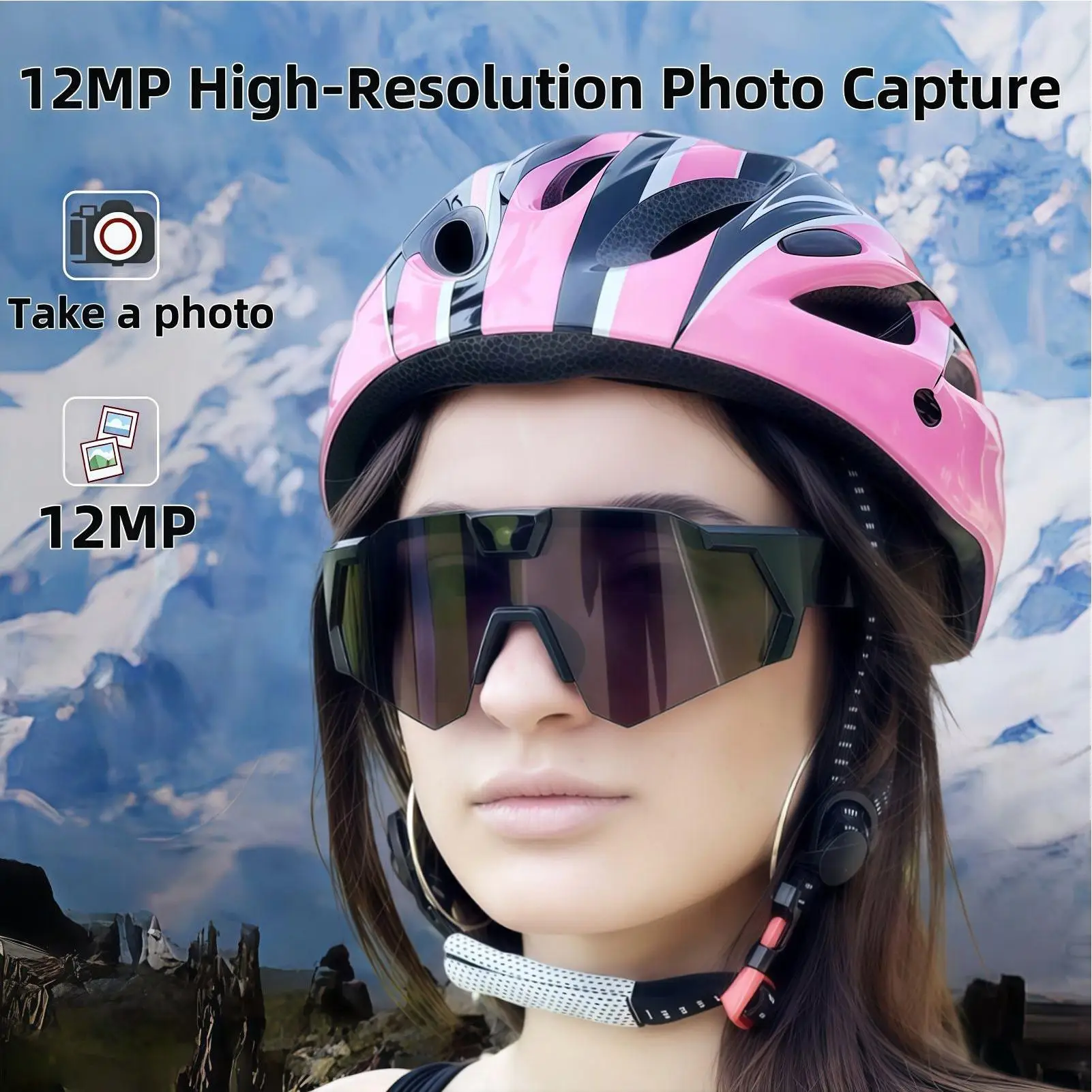 

Camera Glasses 4K Outdoor Sports Recording Supplies Video Recording Sunglasses for Cyclists Runners Skiers Snowboarders Hikers