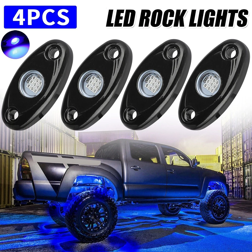 4 Pods Underglow RGB Rock Lights High Bright Waterproof IP67 Wheel Well Lighting Lamp Underbody Light Accessories