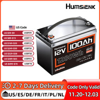 Humsienk 12V 100Ah Built-in 100A BMS Lithium Iron Phosphate Battery Packs For RV/ Vans/ Trolling Motor/Golf Cart/Camping/UL 1973