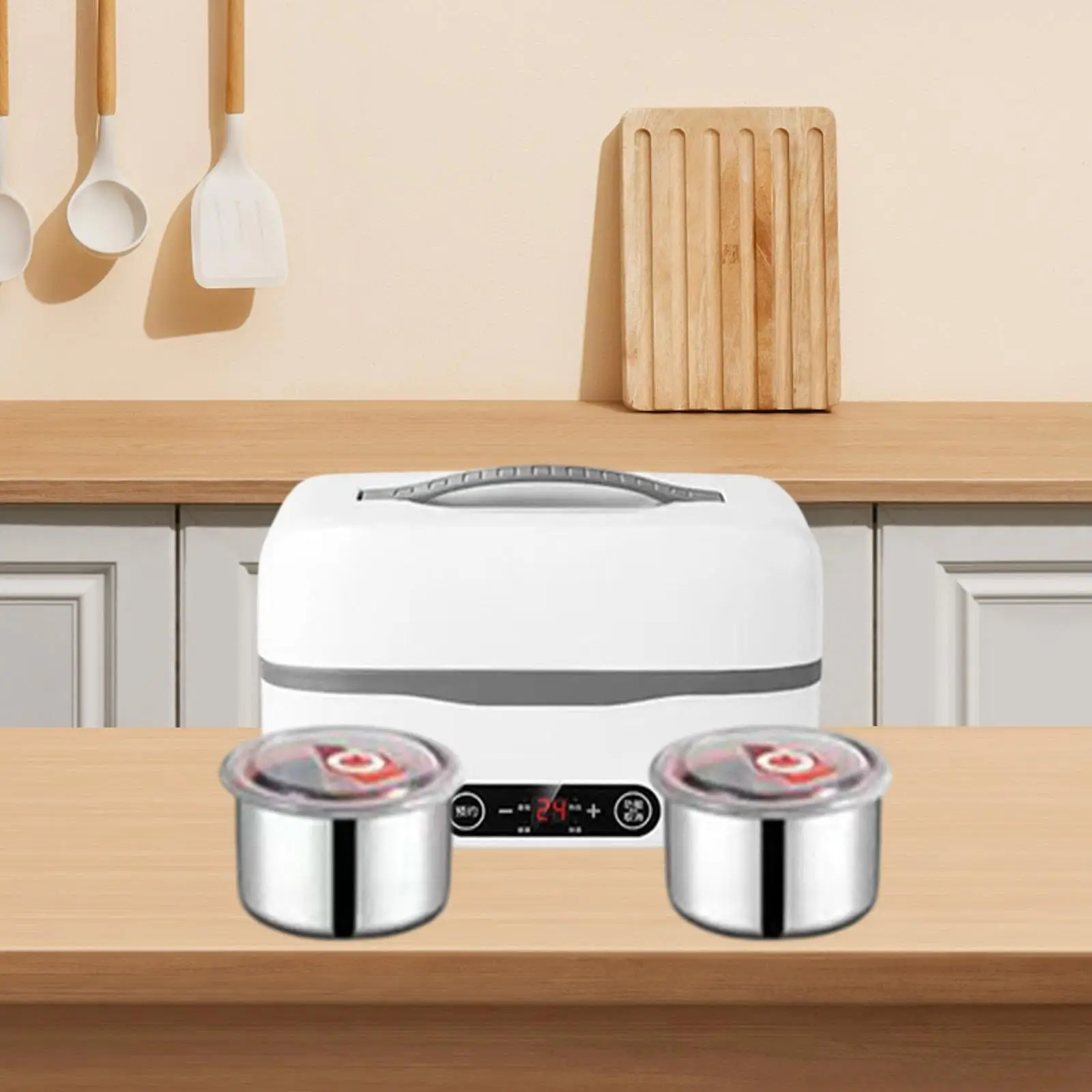Electric Lunch Box Food Heater Stainless Steel Bento Box 24H Appointment Self Heating Lunch Box for Travel Truck Car Office Work