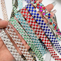 Colorful Hot Fix Rhinestone Cup Chain Iron on Rhinestone Trim DIY Motif Rhinestone Ribbon Mesh for DIY Dress Clothing Decorative