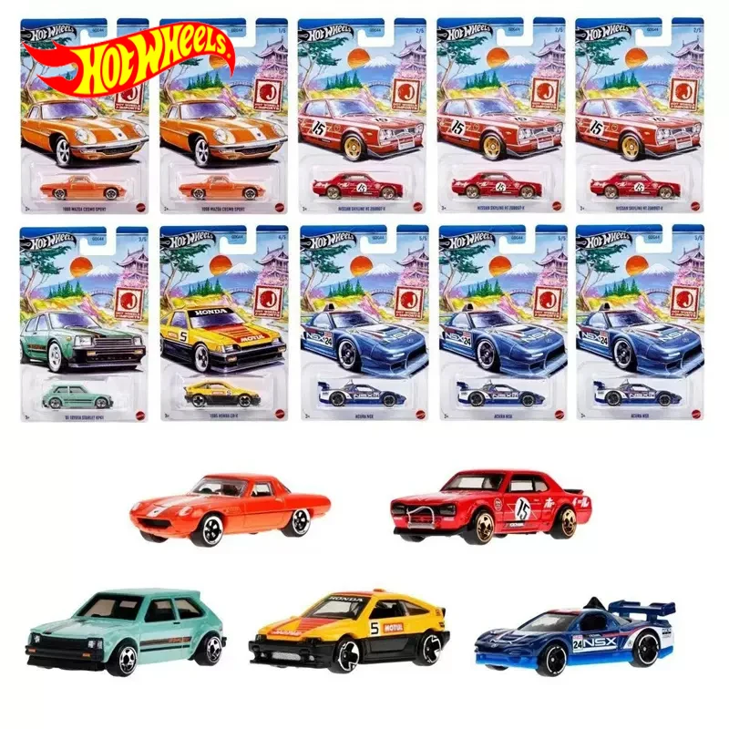 Original Hot Wheels Car J-IMPORTS 1/64 Diecast Toy per Boy Voiture Nissan Skyline 2000GT 1985 Honda CR-X Toyota Mazda Acura Gift