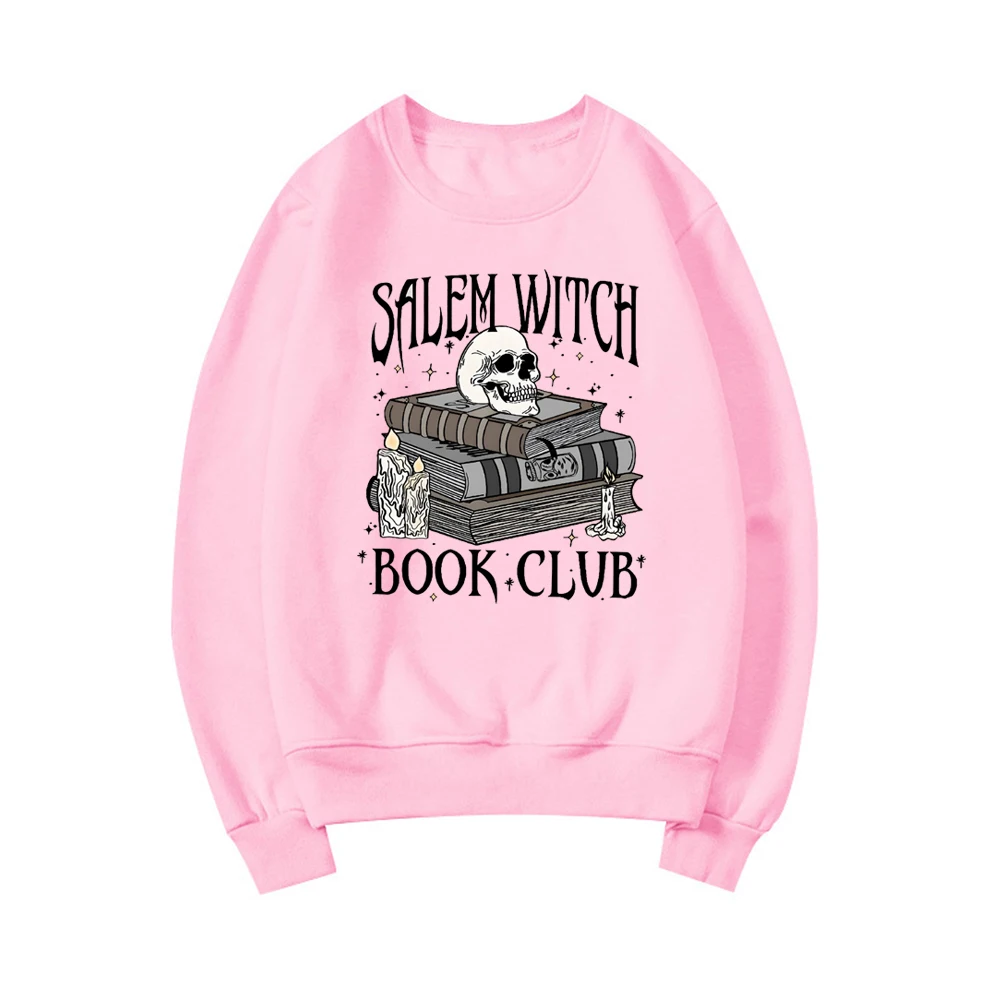 سالم الساحرة كتاب نادي البلوز مضحك هالوين هوديي كم طويل المرأة Crewneck بلوزات سعيد هالوين البلوز القمم