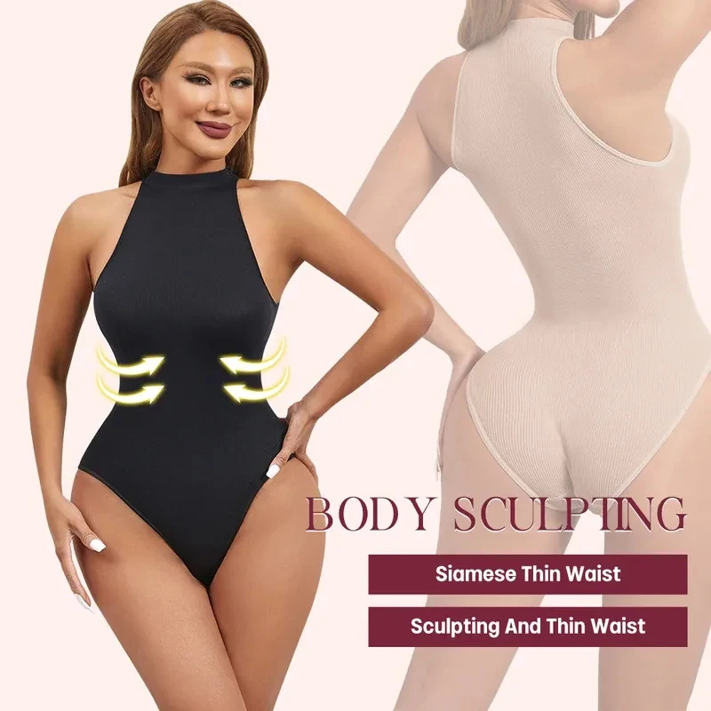 High  Elastic Bodysuits Sexy Sleeveless Crew Neck Shapewear Thong For Womens Waist Trainer Tanks Tops Tummy Control Body Shaper