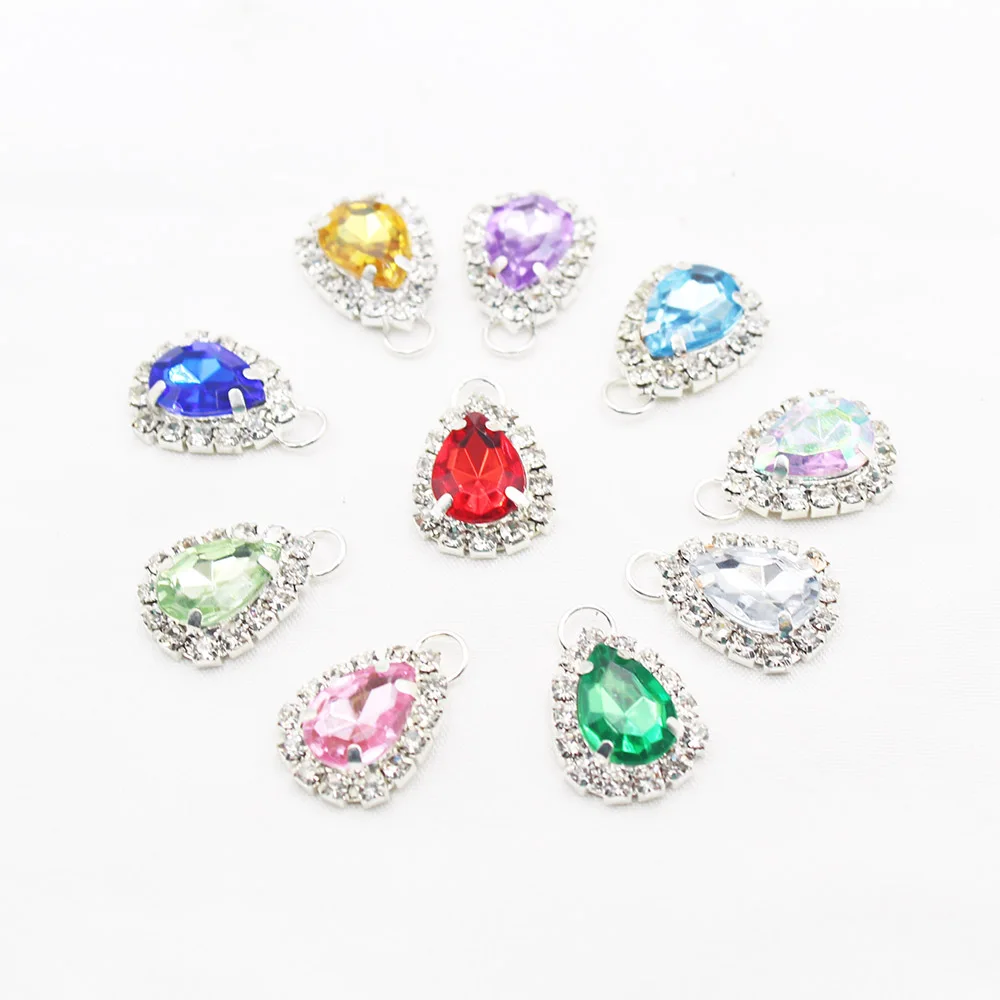 10pcsOFXSHIP Waterdrop مخلب الماس معدن معلق الأحجار الكريمة عقد دي اي واي مجوهرات اكسسوارات زوجين هدية مواد الديكور