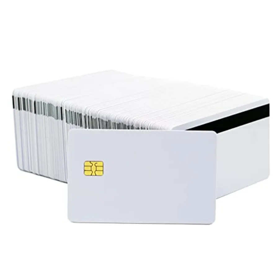 

SLE4442 Chip Contact IC Card with 5/16inch 2 Tracks Hico Magnetic Stripe 2 in 1 Blank PVC IC smart Intelligent Card