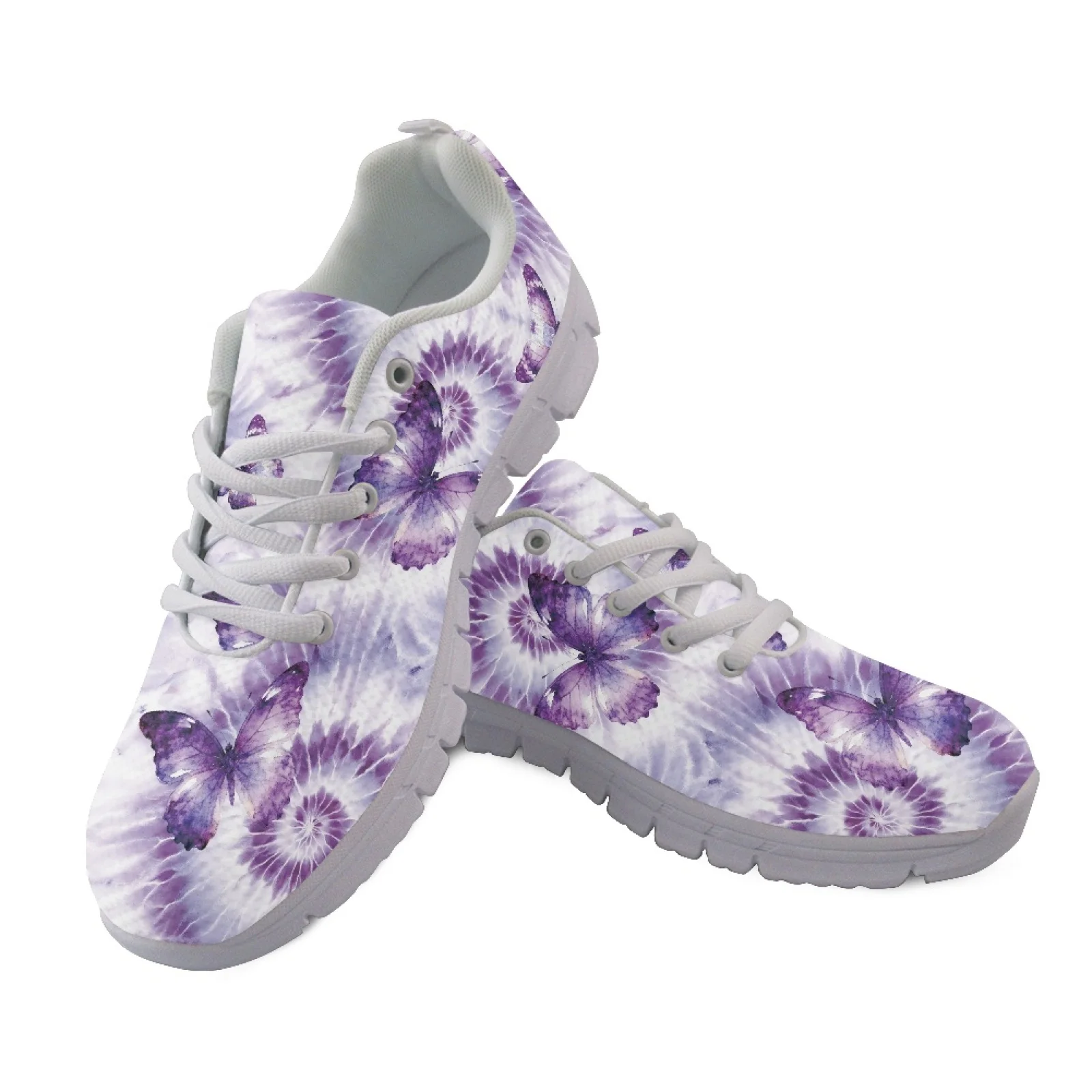 Coloranimal Floral Butterfly Mens Lace Up Athletic Trainers Lightweight Breathable Women's Tennis Shoes for Running