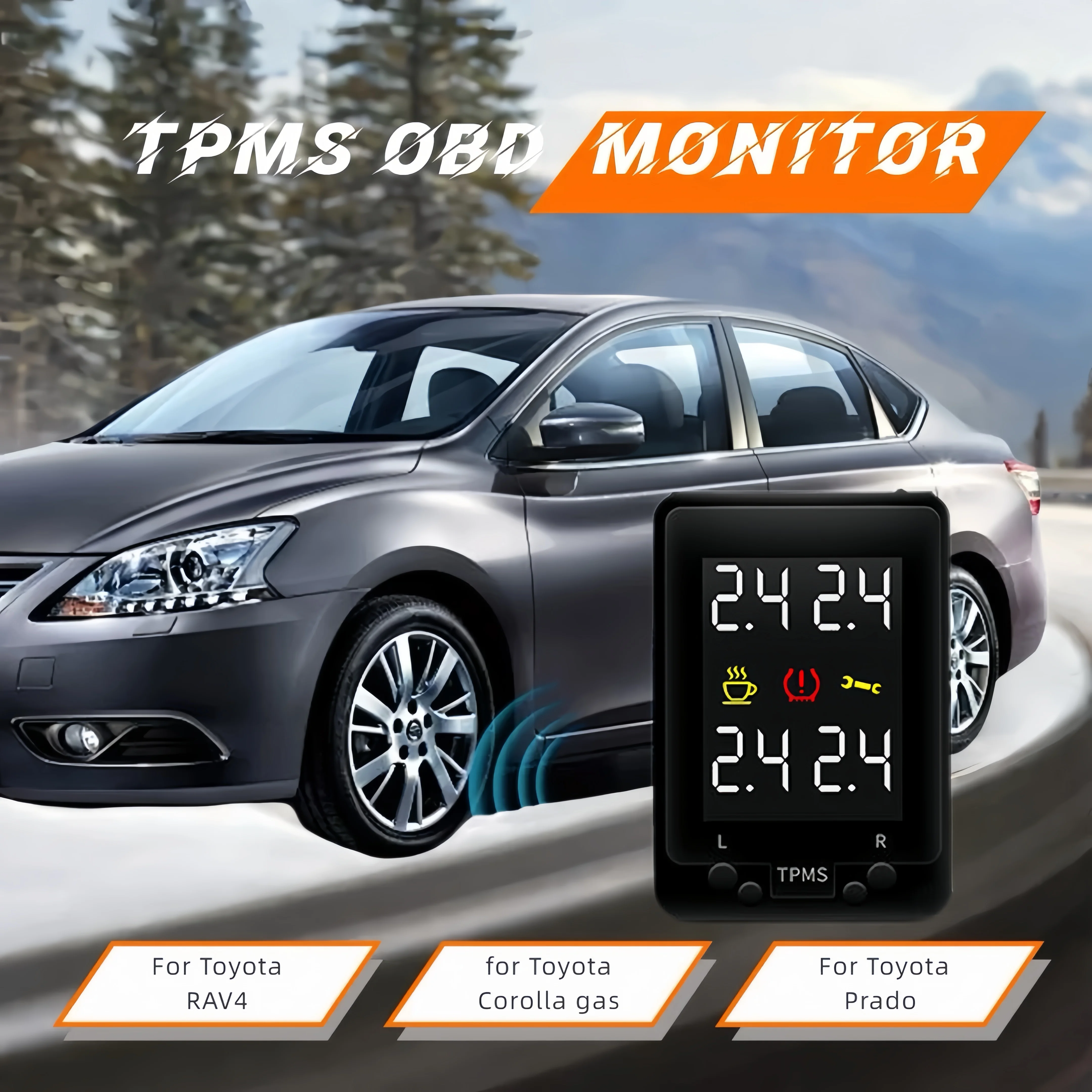 TPMS OBD Tire Pressure Monitor Systems Wireless Sensor Free for Toyota Corolla 2014 Prado lc150 Camry Prius RAV4 Car Modify
