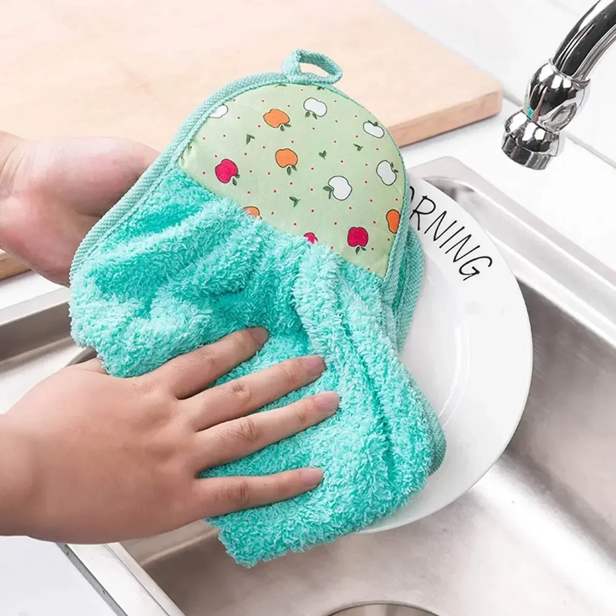 4Pc Small Cleaning Cloth Dishcloth Hand Towel Useful Thing for Kitchen Children Cartoon Bathroom Housework Hanging Type Cute Rag