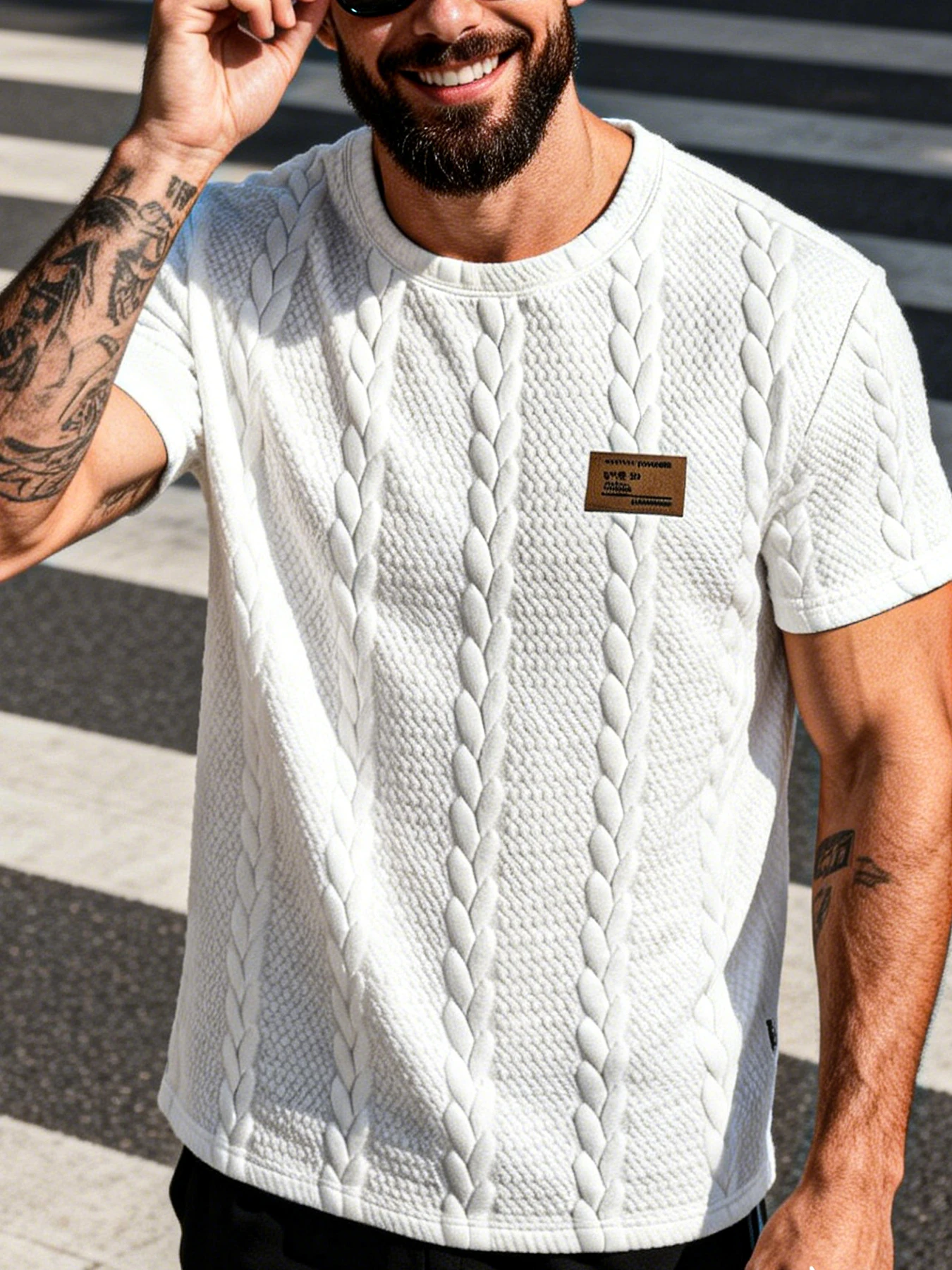 Cable Sleeve Braided - Męska koszulka z krótkim rękawem, z