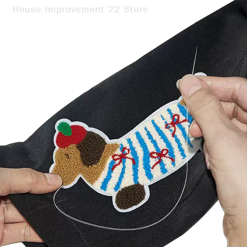1 Piece Cute Dachshund Embroideried Dog Patches For Girls Bag DIY Small Glue Sticker For Kids Clothes Hairclip Designer