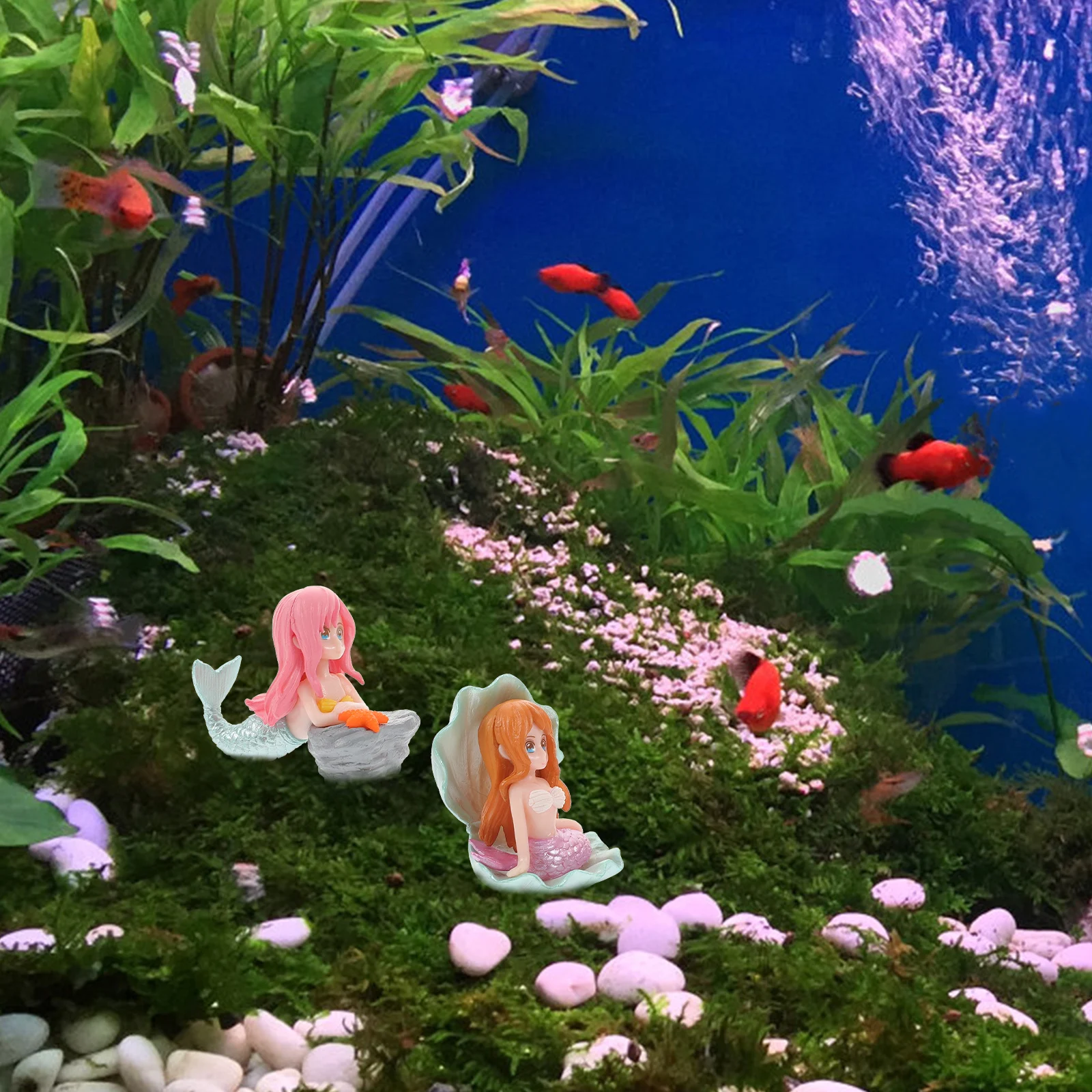

3pcs Desktop Figures Wear-Resistant Aquarium Decorative Fish Tank Accessories Chic Aquarium Mermaid Fish Tank