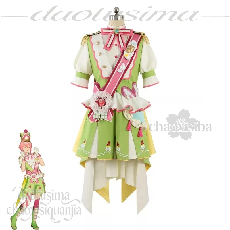 Disfraz de Tori Himemiya de Stars, disfraz de anime, disfraz de Strawberry Kawaii, uniforme de escenario de ídolo en rosa y verde, vestido Lolita, disfraz de Halloween.