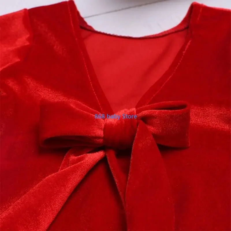 29EE الوليد صور الدعائم Bowknot عقال عارية الذراعين بذلة حمراء الانتحال ملابس الطفل التصوير دعوى الرضع عيد الميلاد زي #5