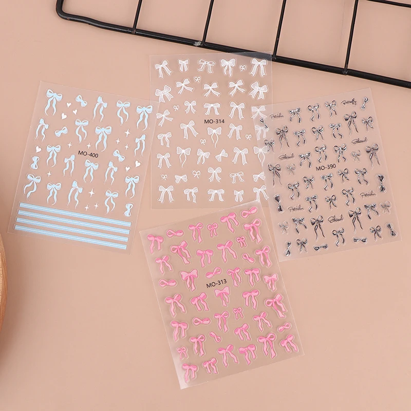 مذهب Bowknot مسمار الفن ملصق الإغاثة الشريط القوس تصاميم المتزلجون ذاتية اللصق الشارات ل مانيكير ملحق مسمار الديكور