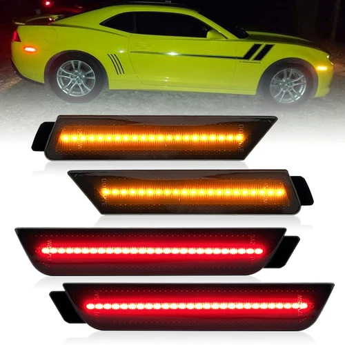 Para Chevrolet Camaro 2010-2015 lente transparente y ahumada LED lámpara de posición lateral ámbar delantero rojo luces de guardabarros laterales traseros
