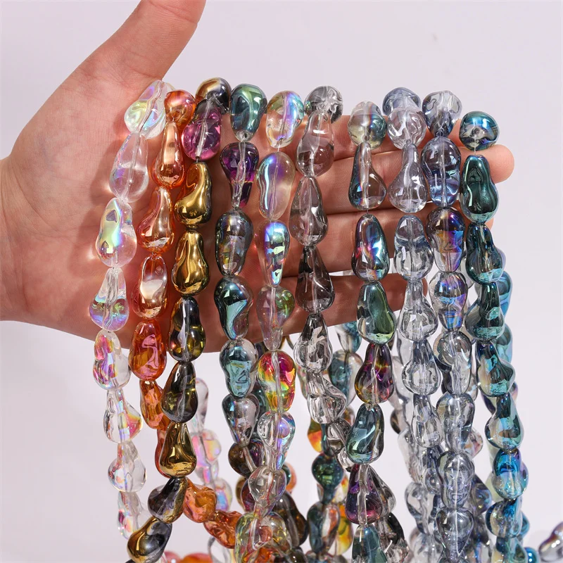 10 Uds. De cuentas sueltas de cristal brillante con forma de oreja grande Irregular, Color AB, dijes para fabricación de joyería, accesorio para pendientes y pulsera Diy