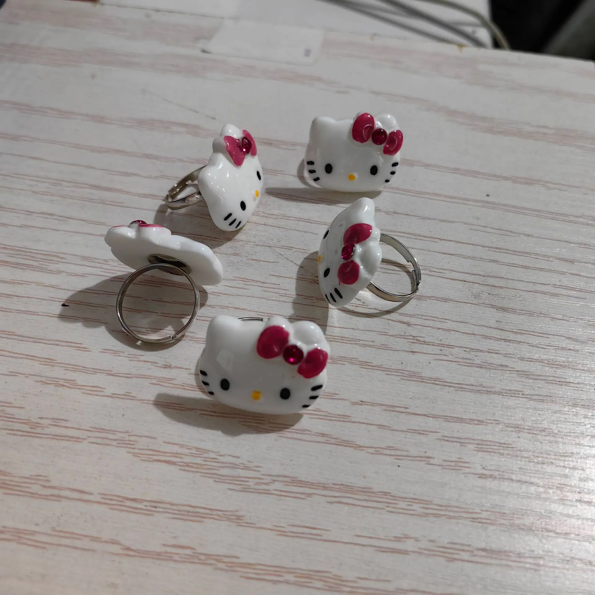 Sanrio Hello Kitty Ring Cute Cartoon Anime Opening Sweet Adjustable Fashion Charms Jewelry Accessories for Girls Gift Rings