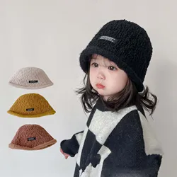 Plush Winter Warm Kids Bucket Hats 2024 Children's Autumn Winter Hats Baby Fisherman Hats Winter Warm Kids Caps