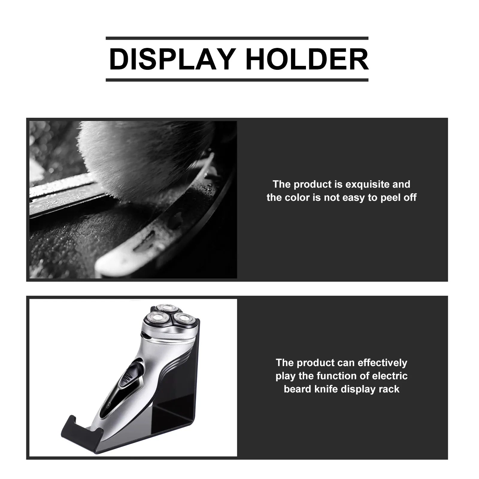 2Pcs Black Beard Razor Display Stand Acrylic Shaver Holder Desktop Storage Brackets for Home Office Shop Electric Razor Brackets