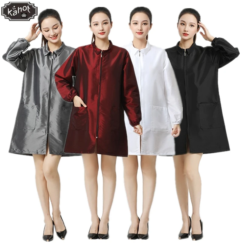 Barber Shop Apron Hairdresser Robe Pet Dog Grooming Uniform Hair Salon Work Clothes Hairstylist Haircut Long Sleeve Smock