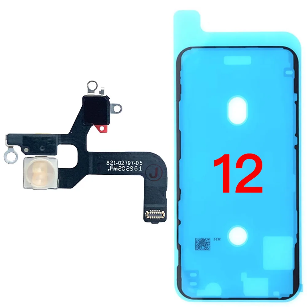 Flash Light With Microphone Flex Cable For iPhone 12 Mini Pro Max With Screen Waterproof Tape Replacement Parts