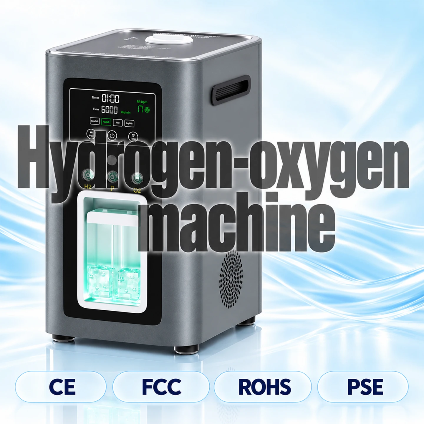 Hydrogen Generator Machine HHO Gas Generator Intelligent Breathing Device Pulse Mode 6000ml Hydrogen Inhaler Household Therapy