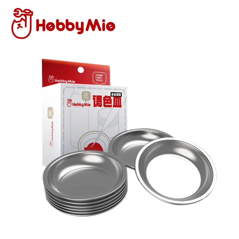 HOBBY MIO All Metal Paint Tray 10PCS Model Color Dish Corrosion-Resistant Pigment Mixing Bowl Model Making Coloring Special Tool