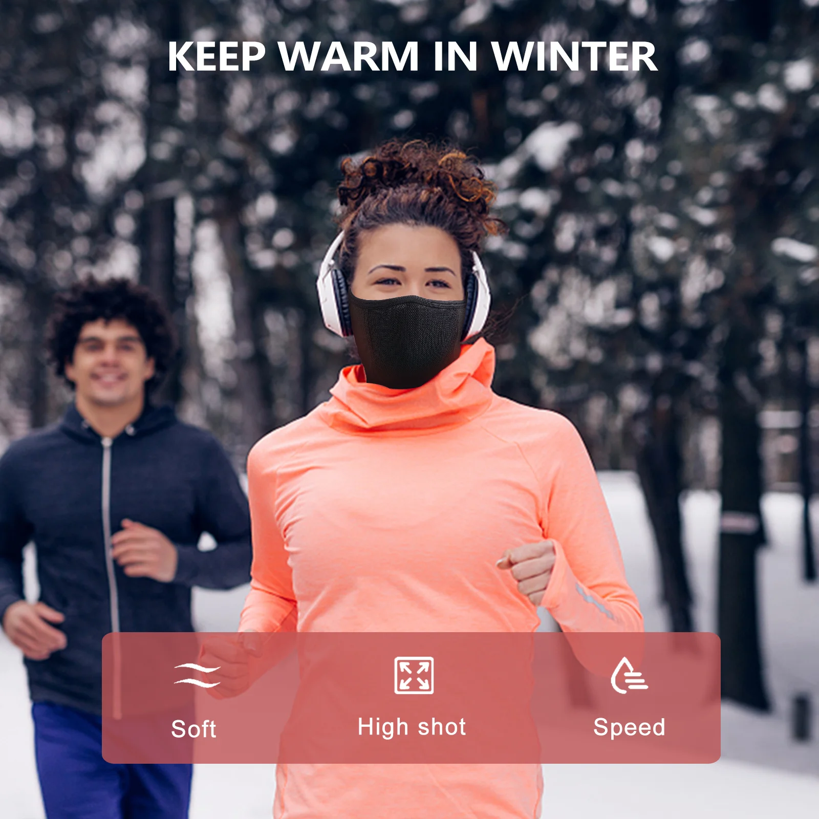 أسود شتاء دافئ غطاء للأذن في الهواء الطلق يندبروف وشاح للرقبة قناع الوجه ركوب الدراجات أغطية الرأس ركوب قناع الوجه حامي #1