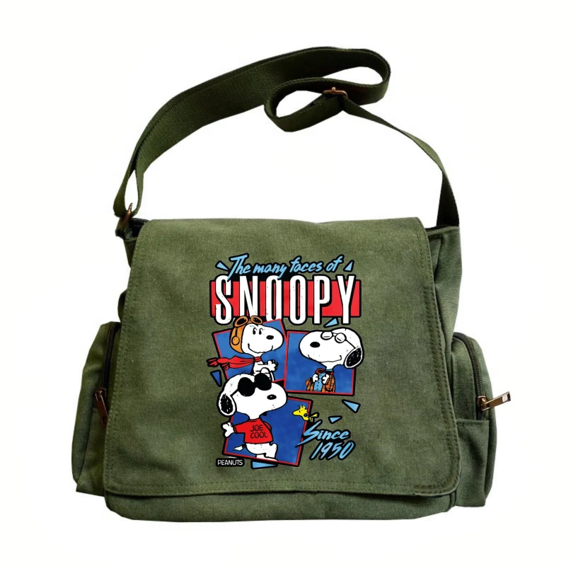

Snoopy Large Capacity Canvas Bag for Men Cartoon Teenagers Book Bag Tote Shoulder Bag Boy's Messenger Bag Commuting