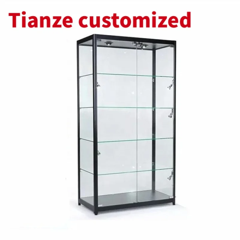 

(Customized) 72 inch high glass showcase retail shop led smoke shop showcase