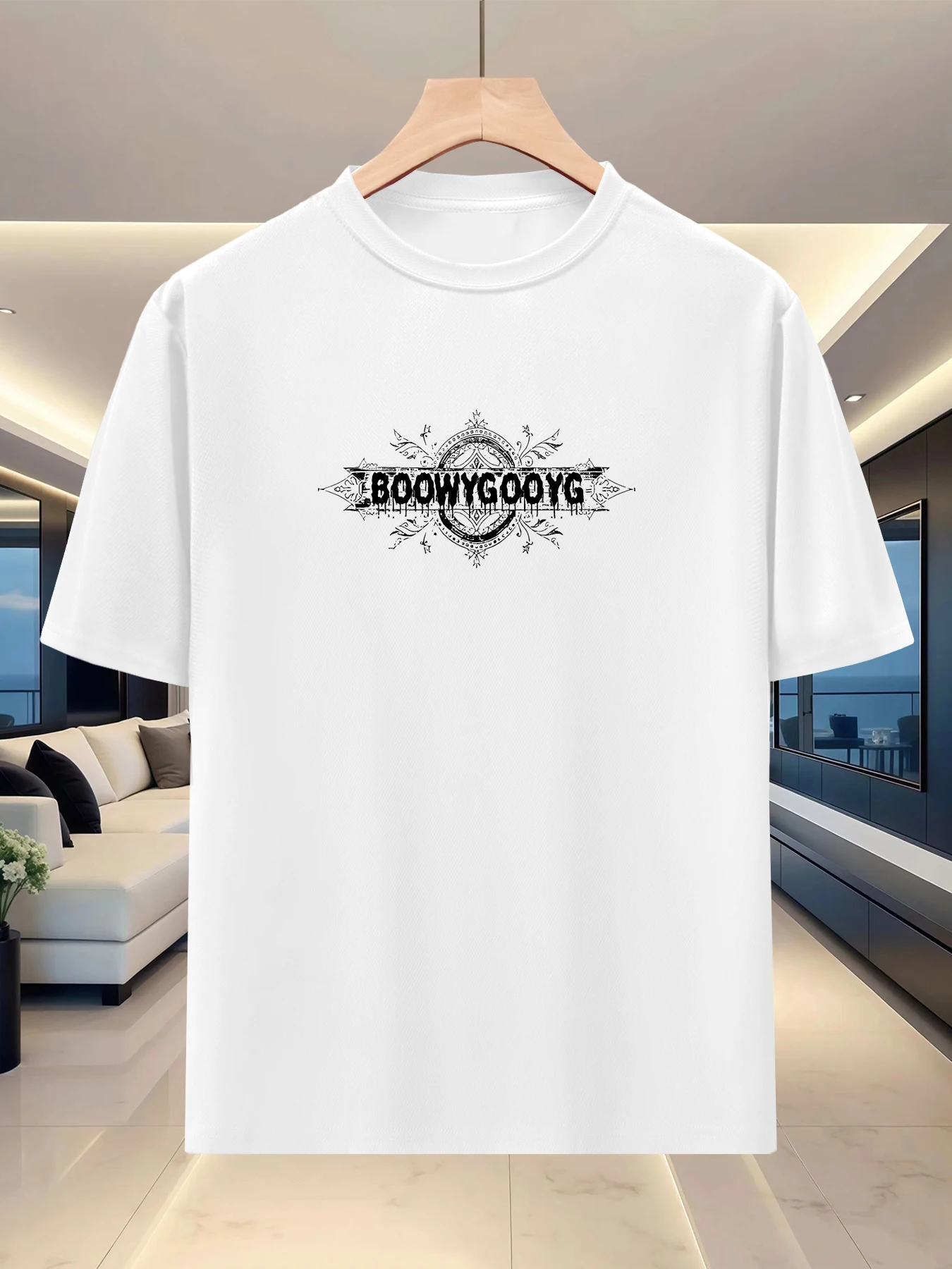 Regular upper body overall silhouette men's wide T-shirt