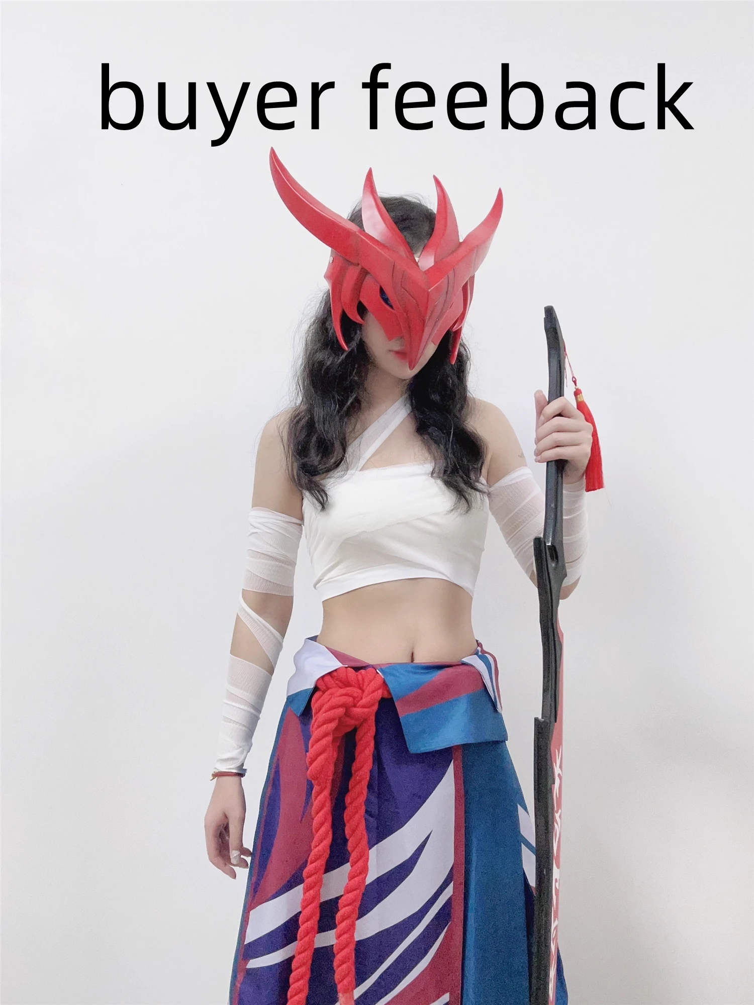 Irelia H Store LOL Spirit Blossom Yone Cosplay Costume Halloween Costume rope skirt masks ribbons image 6