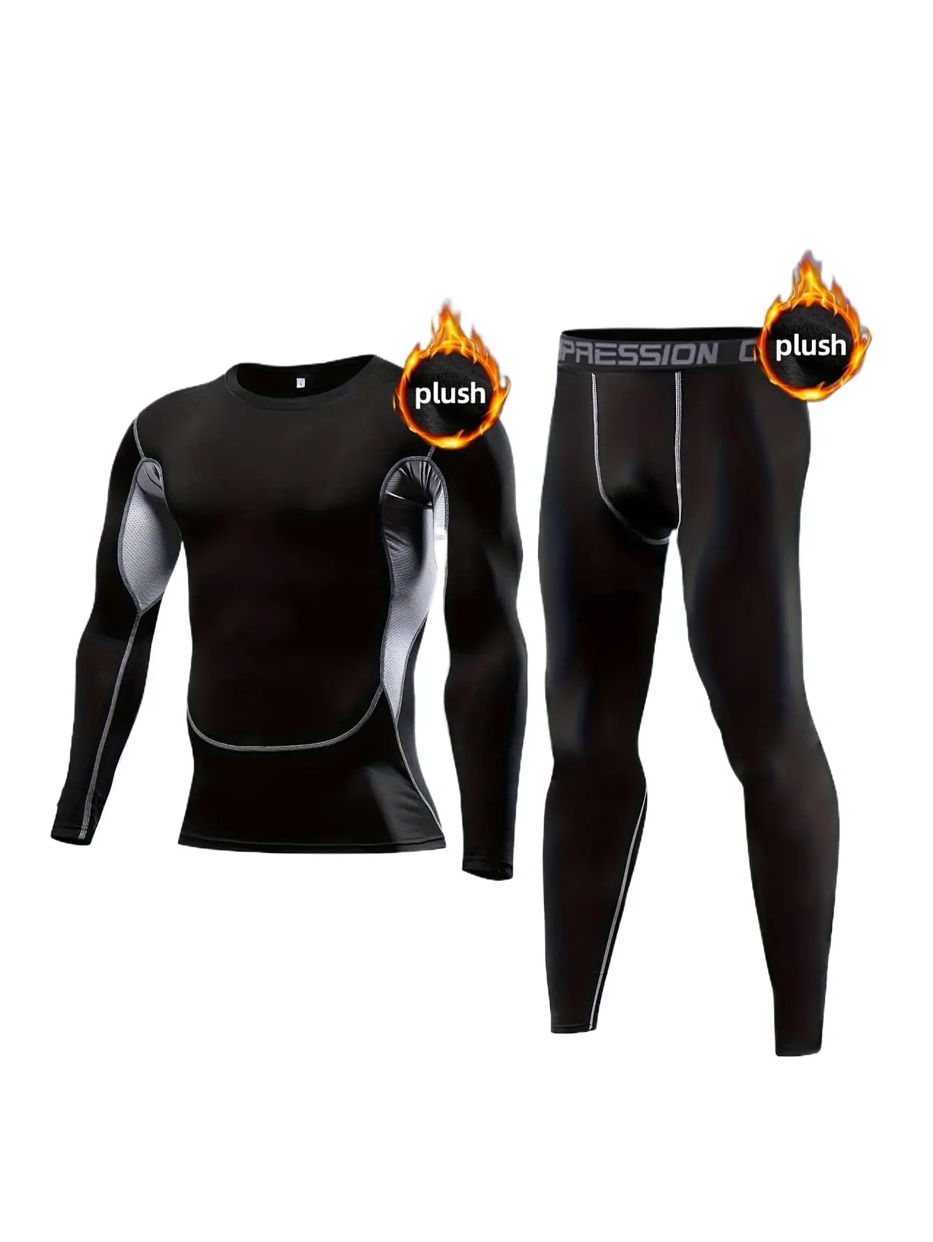 Men's 2-Piece Ski Base Layer Set - Thermal Compression Top & Pants for Snow Sports