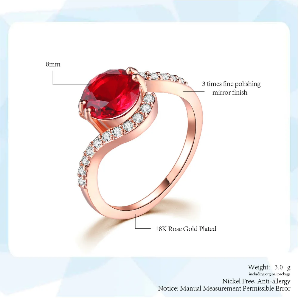 Double Fair New Fashion Design Rose Gold Color Big Zircon Crystal Stone Bend Rings For Women Engagement Jewelry Gift DFR389M