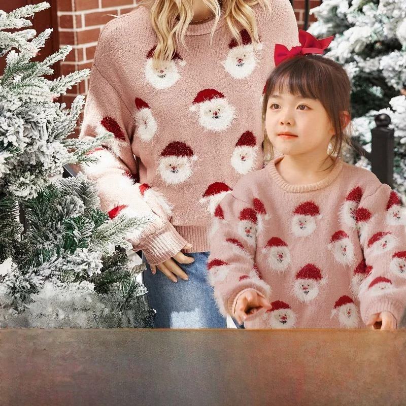 

Очаровательный женский свитер Cisas Long Sve Верхний трикотаж S Claus Head Pattern ort Length Faionable Autumn