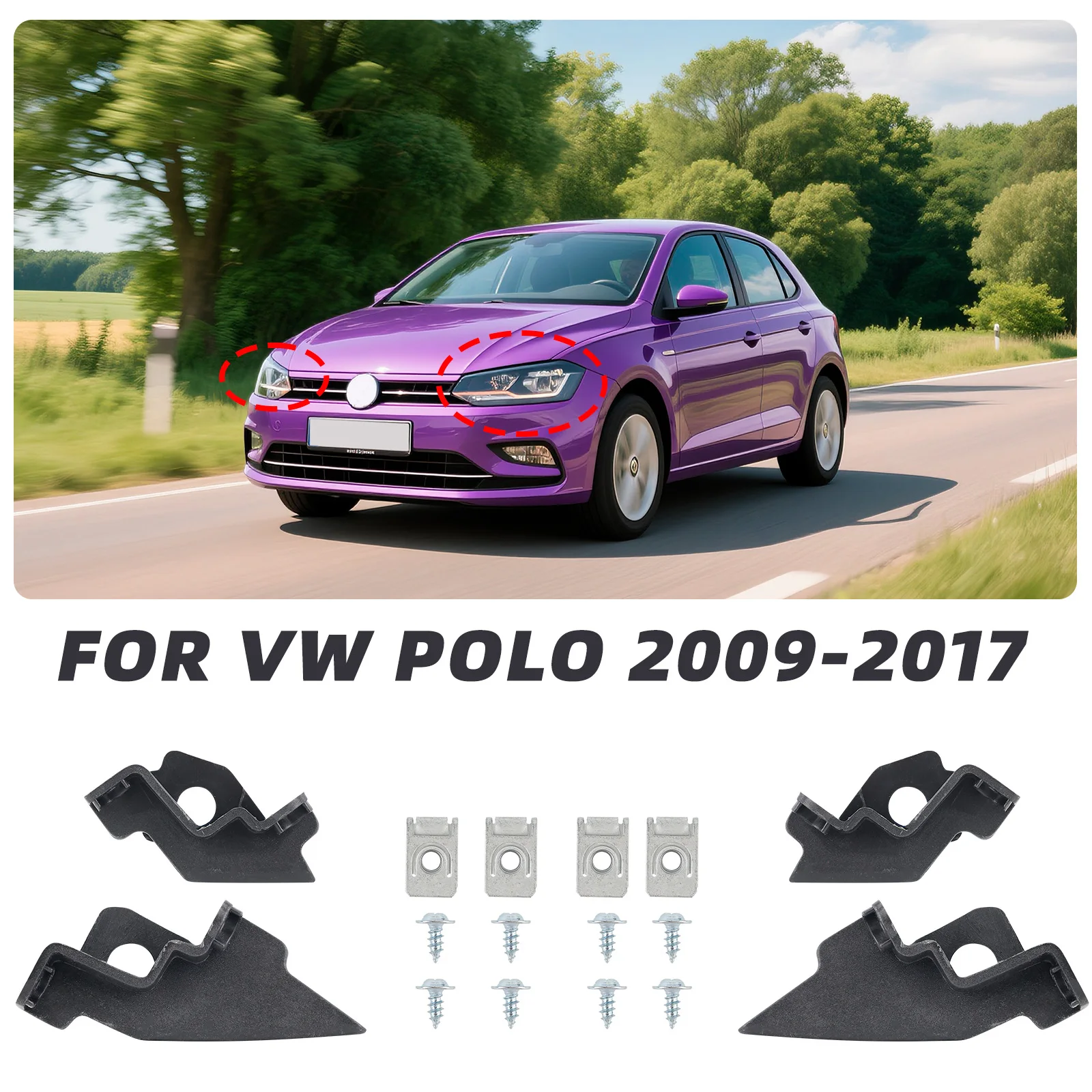 1Set Car Headligh Left Right Headlight Repair Holder Fixing Clips Fastener Repair Kits 6R0998226 6R0998225 For VW Polo 2009-2017