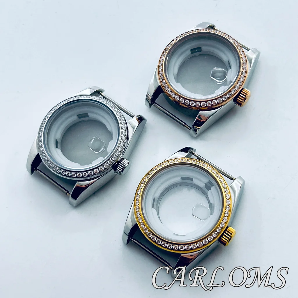 High Quality 31mm Ladies NH05 NH06 Watch Case Silver Gold Rose Gold Solid Stainless Steel Jewelry Bezel Sapphire Glass Watch Par