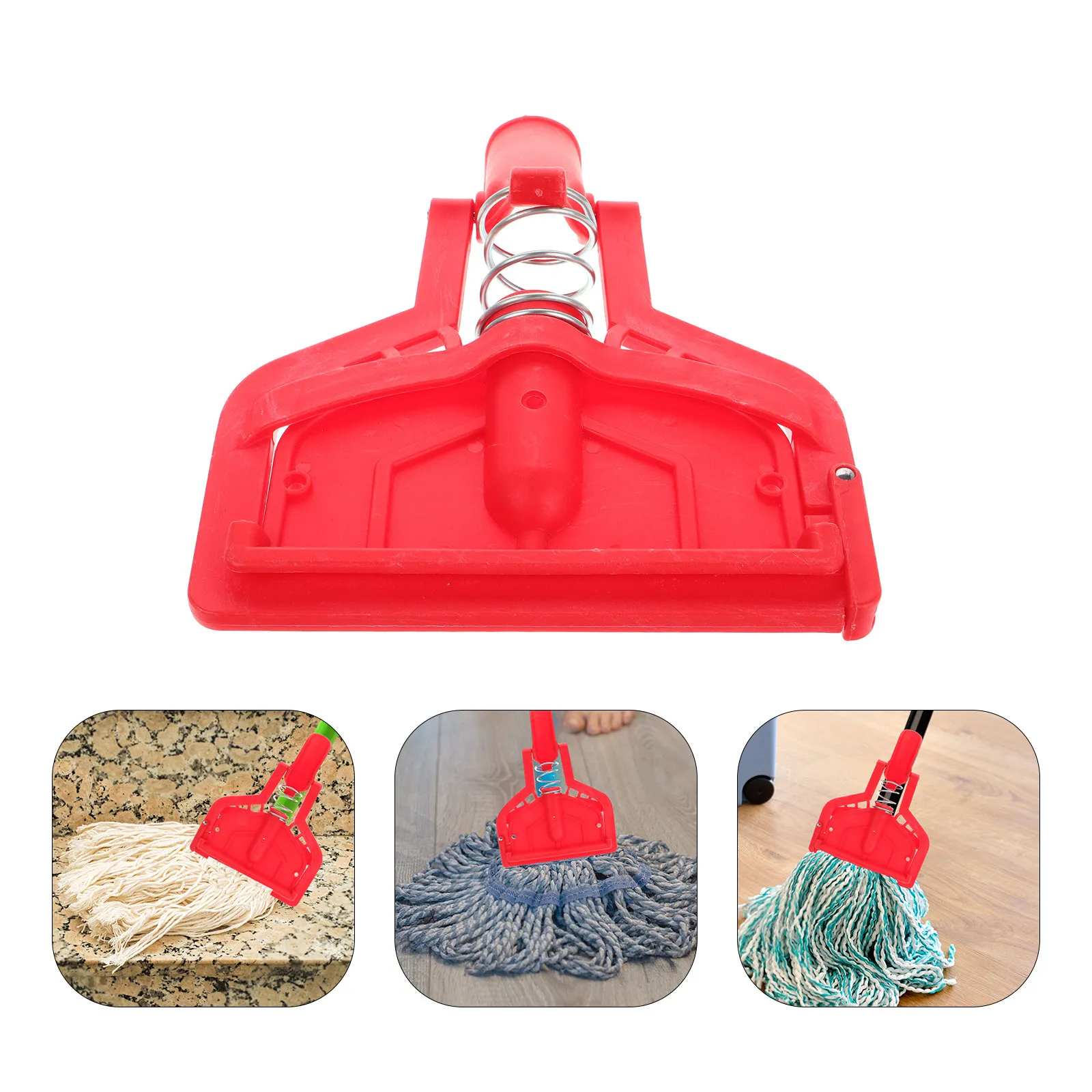 

Detachable Mop Head Clamp for All Floor Types Heavy Duty Plastic Spring Mechanism Quick Release Easy Install Remove Replacement