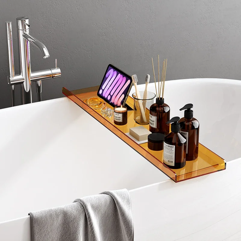 Acrylic rack bathroom SPA bath holder bath mobile phone waterproof baffle simple light luxury storage tray