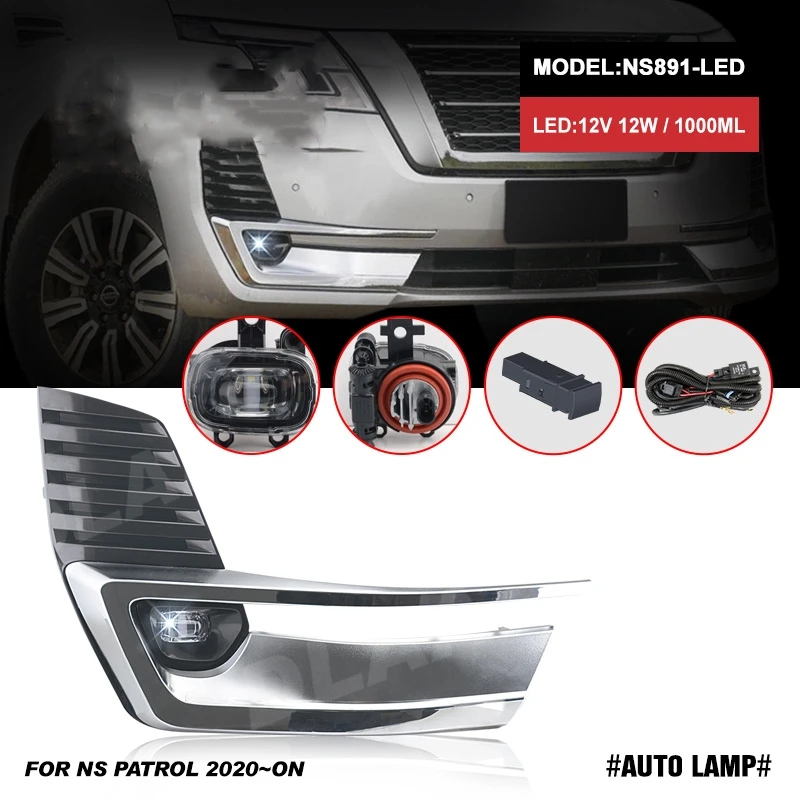 LED car bumper headlamp Patrol fog light Assembly 2020~2022y car accessories harness wire+ON/OFF Switch Patrol headlight